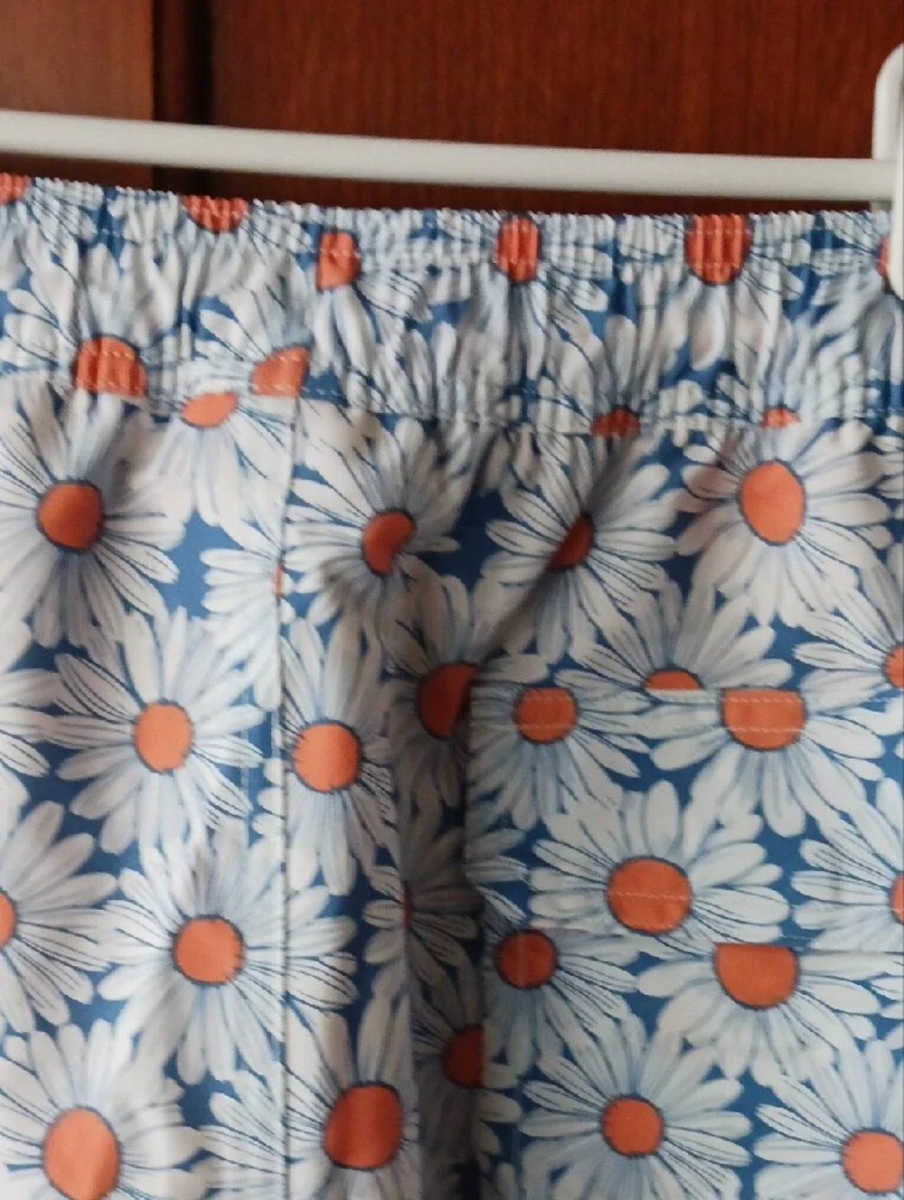 NEW!! Goodfellow & Co Light Blue Daisy-Print Swim Shorts with Orange Centers